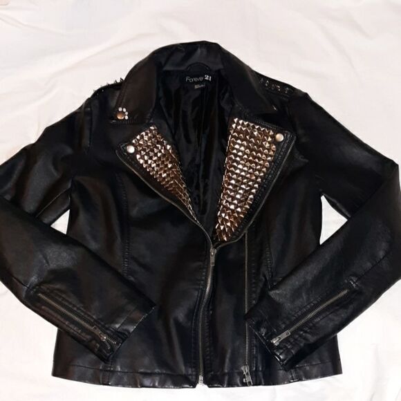 Custom Hand Pyramid Studded Tree Spiked Punk Metal Classic Motorcycle Jacket - Picture 1 of 8